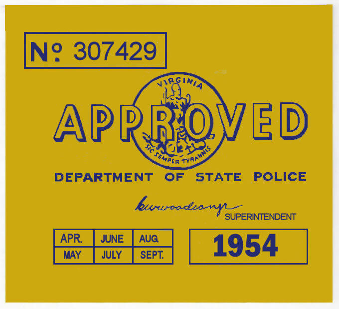 (image for) 1954 Virginia INSPECTION sticker